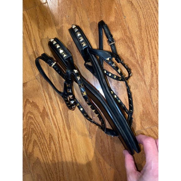 Marc Fisher Black Gladiator Gold Stud Sandals Women's Size 11 - Picture 7 of 12